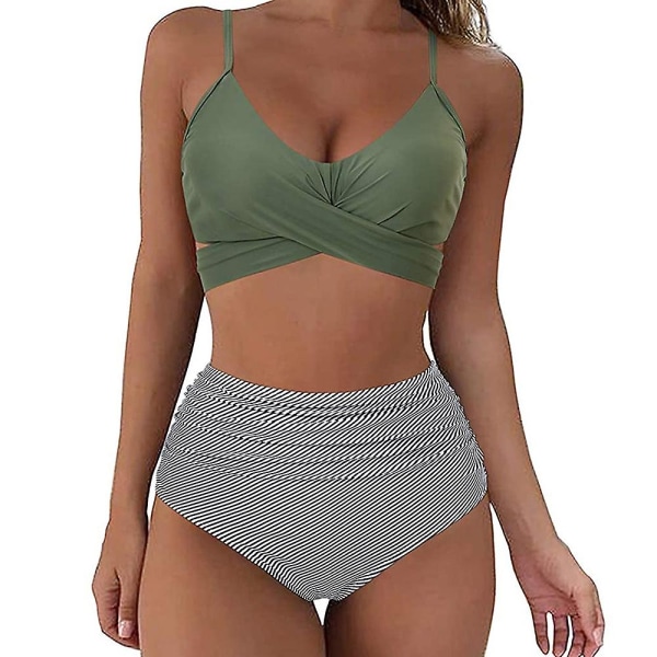 Kvinners Bikini Solid Push Up BH Blomstertruse Badedrakt Badetøy E 2XL