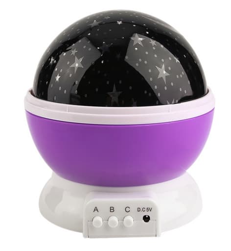Blå stjerneprojeksjon nattlampe, barn nattlampe 360° rotasjon