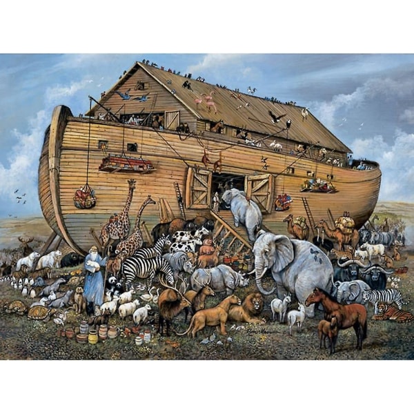 300/500/1000 stykke puslespil til voksne - Noah's Ark - 300/500/1000 stk. båd og dyr puslespil af kunstneren Ruane Manning 300 Piece