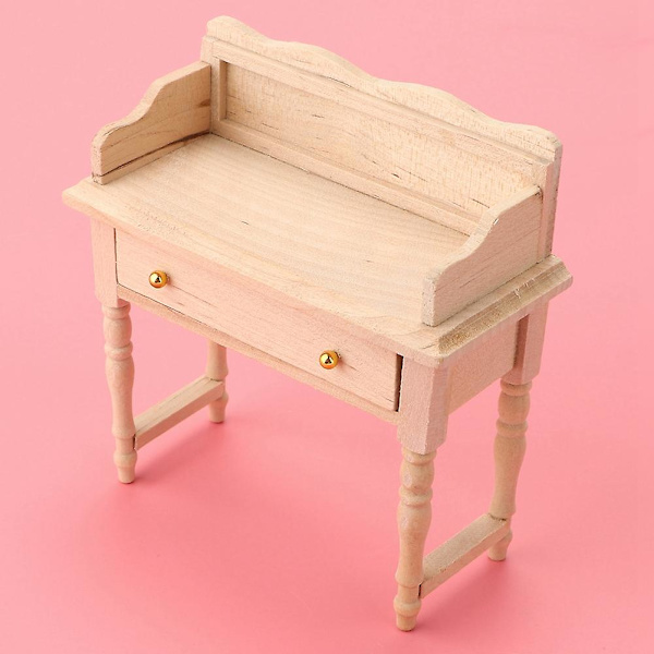 Miniature møbler model træ skrivebord til 1:12 dukkehus stue tilbehør