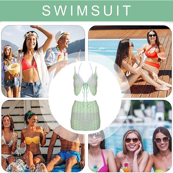 4-delad baddräkt - Tropisk push-up baddräkt set, Fashion Cover Up kjol & cape, Badkläder för strandpool   L storlekar