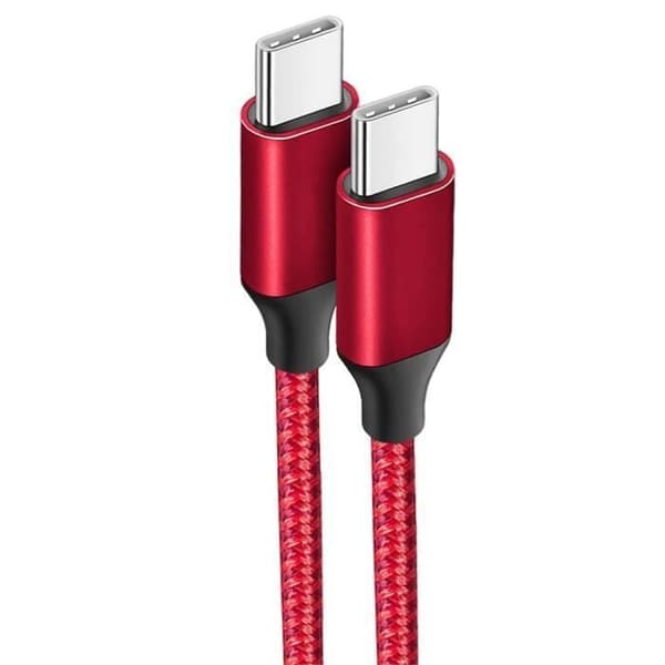 Snabb USB-C til USB-C-kabel til iPhone 16 Pro Max - iPhone 16 Pro - iPhone 16 - iPhone 16e - Forstærket nylon 1M Rød Röd