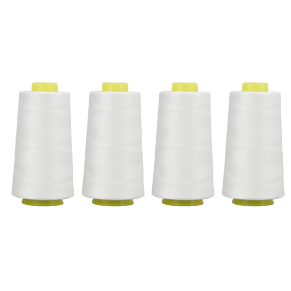 4 st Overlocktråd Vit Premium Polyester Robust Slitstark Används Ofta Vit Tråd