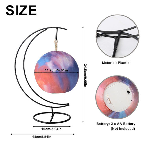 Galaxy Moon Lights Bursdagsggaver Med Stativramme 8 Farger Hjemmedekor Touch Control Sengelampe