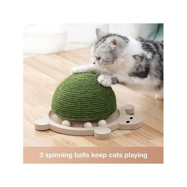 Phoenix Kattklösningsleksak, Interaktiv Kattklösningsboll Med Fjäderleksak & Träspårbollar, Söt Sköldpaddsformad Kattklösningsbräda