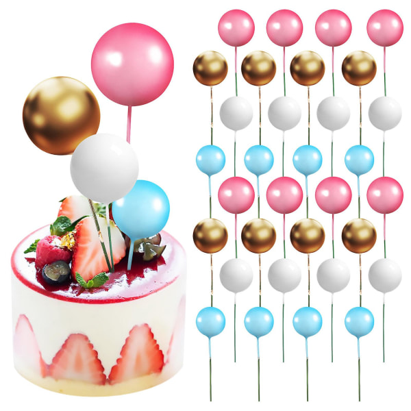 40 st Mini Ballong Cake Toppers Foam Ball Cake Picks Cupcake Balls Gör själv tårtinsats Toppers Bakdekorationer
