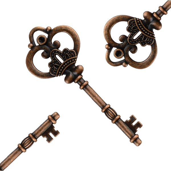 Mixed Set Of 20 Extra Large Skeleton Keys In Antique Bronze - Set Of 20 Keys (2 Styles) - 3 1/4" Keys C