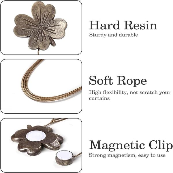Curtain Buttons, 2-pack Resin Magnetic Curtain Buttons with Adjustable Strap