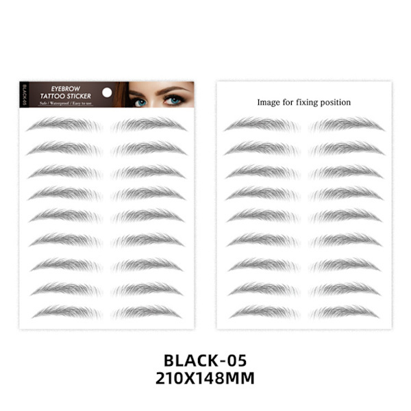 Øjenbrynstatovering Klistermærke Falske Øjenbryn Vandtætte 7 Dage Langvarige 6D Øjenbryn Kit Sort black 5
