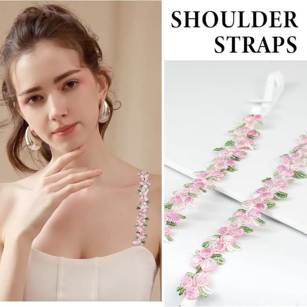 BH-stropper - 1 par - Erstatnings-BH-stropper til kvinder - Elastiske BH-stropper med blomstermønster og blonde