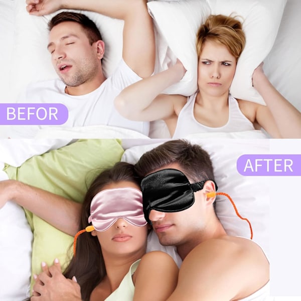 Sovmask, Ultra-Mjuk Sovmask med Förvaringsväska, Ljusblockerande Ögonmask Justerbar Rem Resemask med Öronproppar för Hem Kontor Resa