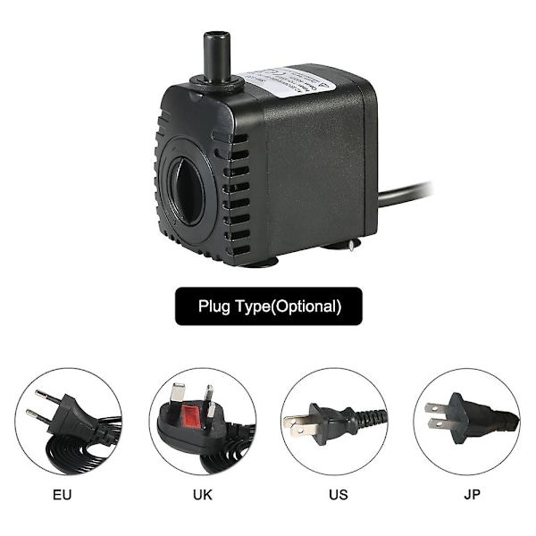 600L/H 8W Submersible Vattenpump för Akvarium Bordssprutfontäner Dammar Vattenträdgårdar och Hydroponiska System med 2 Munstycken AC220-240V