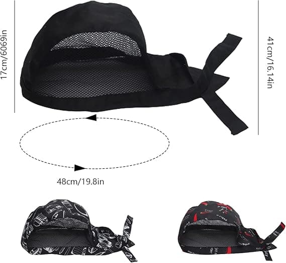 Kockmössa 3-pack Unisex Bandana Hatt för Kök Matlagning Kock Hatt