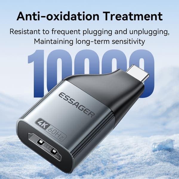 ESSAGER 4K 60Hz HDMI Hun Til USB-C Han Adapter Grå size 17