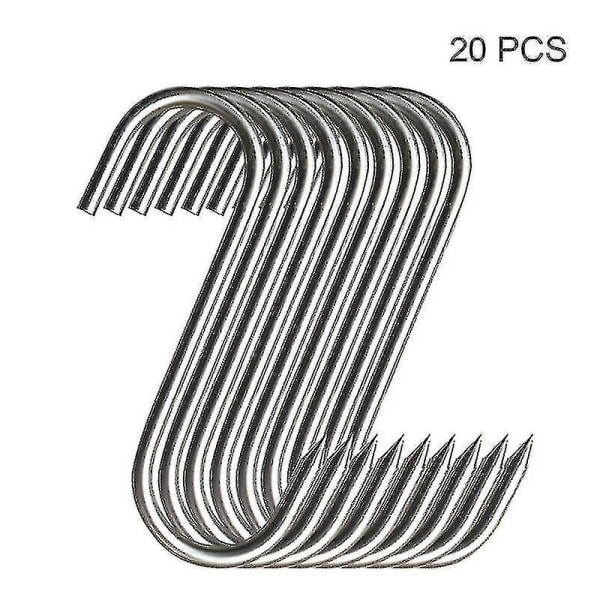 20pcs Stainless Steel Hooks With Sharp Tip For Butcher Shop For Kitchen Hot And Cold Smoking Practical Hook