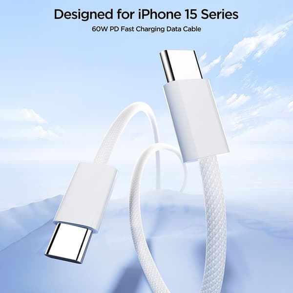 Joyroom 1m 60W USB-C / USB-C Nylonkaapeli Valkoinen size 52