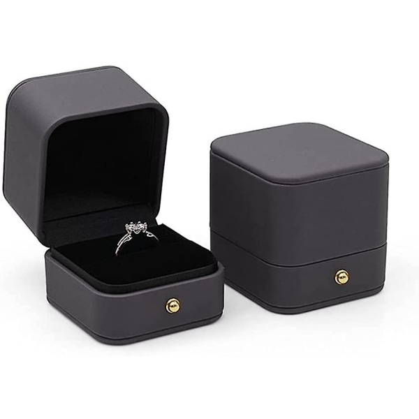 Förlovningsring Ask Grön, Kvadratisk Läder Sammet Ring Bärare Ask, Premium Vacker Vintage Singel Slot Ring Ask För Förslag, Bröllop, Ceremoni, Årsdag