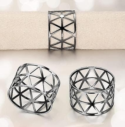 Servietringe, 12 stk. Udhulede servietringeholdere Servietring silver
