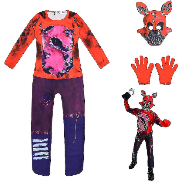 3 stk/sæt Fnaf Security Breach Cosplay Five Night Costume Børn Foxy Superhelte Dreng Pige Sjov Fest Karneval Suit Jumpsuit Gave C
