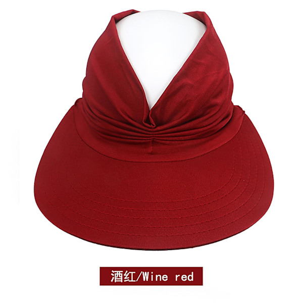Kvinde Solskygge Baseball Cap Dame Uv Resistent Adultelastisk Hul Cap Wine Red