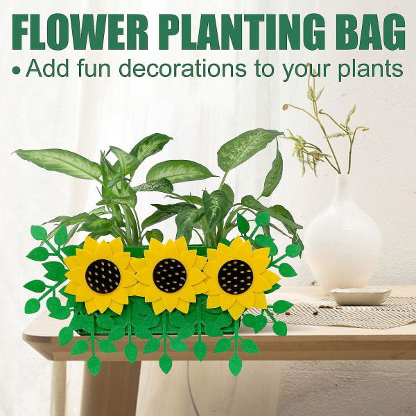 Solsikkeplantepose Filtklut Blomsterplante Gro Potte Planter Beholder For Innendørs Utendørs Gård Hage Barnehage Potter