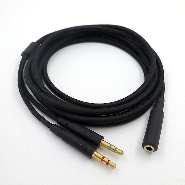 3,5 mm Universal 2-i-1 Spillingshodetelefon Audio - Forlengelseskabel for Cloud II/Alpha-/Cloud Flight/Core Hea