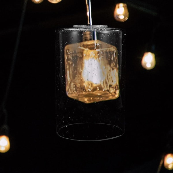Klar glass sylinder lampeskjerm - sett med 2 | Gjennomsiktig bobledesign | Erstatning for pendellamper, gulvlamper, lysekroner