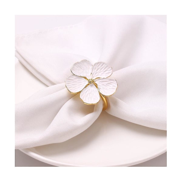 Serviettringer ,12 Stk Blomster Serviettringholdere Middagsbord Ringer Elegant Ornament Borddekking Dekor ,hvit White