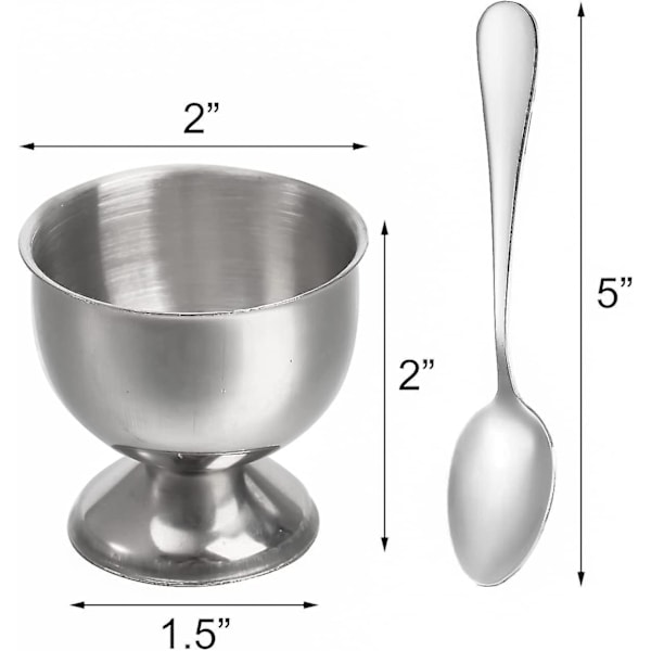 8-pakning eggkoppholdere med 8 skjeer, rustfritt stål eggkopper sett for myke