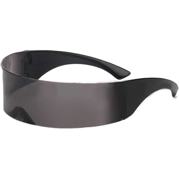 Futuristiska smala cyklop silverfärgade speglade lins visir solglasögon maskeradkläder