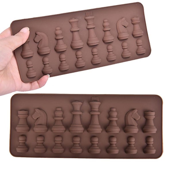 1 stk Nye sjakk-silikonsjokoladeformer Gjør-det-selv kakepynting Kjøkkenredskaper Brown