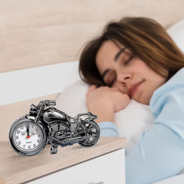 Kreativ motorcykel väckarklocka bord skrivbord tid klocka motorcykel gåva för student Gold