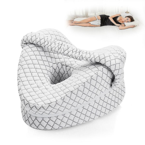 Hjerteformet ortopædisk sovepude til ben kilepude med knæstøtte Ischiaspuder Kropspude-ykc White with strap
