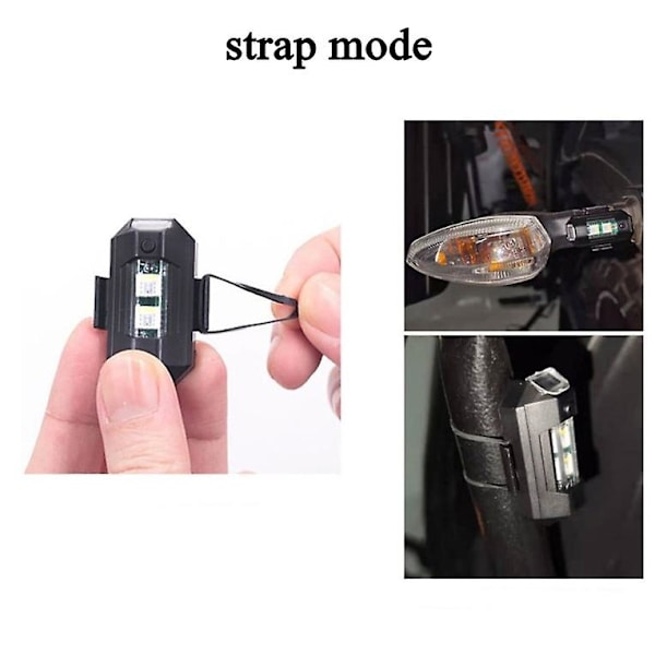 Trådløs motorcykel fly LED-lys Universal blinkende advarselslys 4 farver justerbar USB-opladning Mini lampe - Motorcykel signallamp