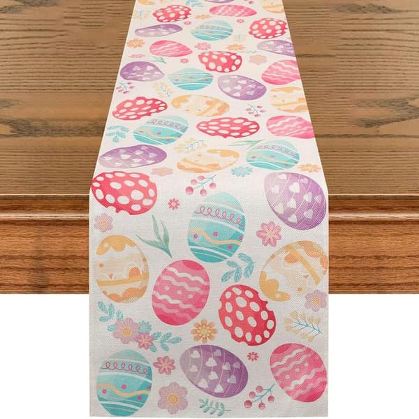 Easter Egg Table Runner, Easter Decoration, Easter Tablecloth, 72 Inches Long, Cute Spring Holiday Kitchen Farmhouse Style Table Runner