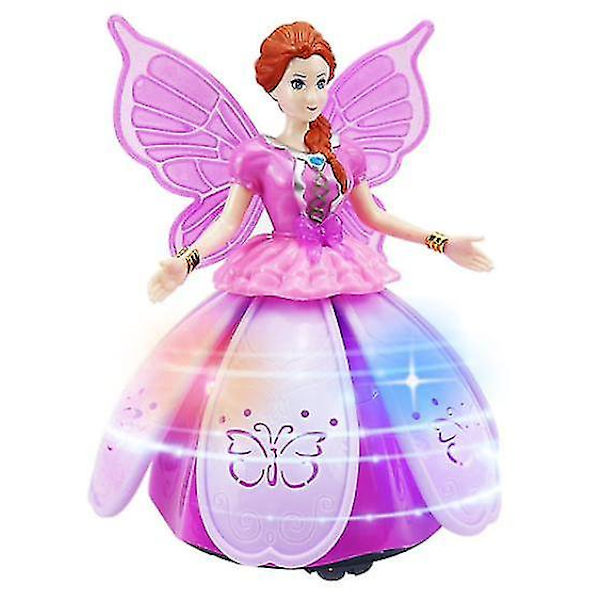 Dansande älva prinsessa ängel flicka robot med ljus och musik dansande docka pink