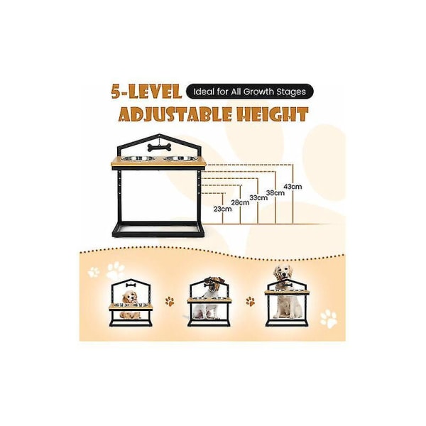 5-tasoinen säädettävä korotettu lemmikkieläinten ruokakulho