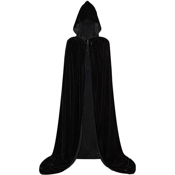 Lang fløjlskappe (sort, 150 cm, 1 stk.)