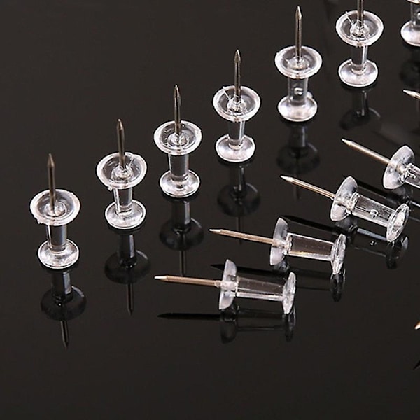 Amazon Basics Push Pins, Klar Plastikhoved, Stålspids, 100-pak