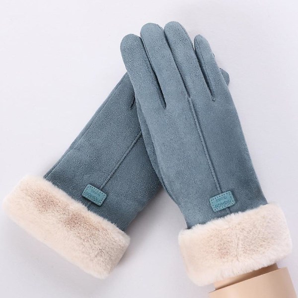 Dam vinter termiska extra tjocka med fleece touch screen handskar ridning koreansk stil bomull mocka handskar anpassning Single rib black
