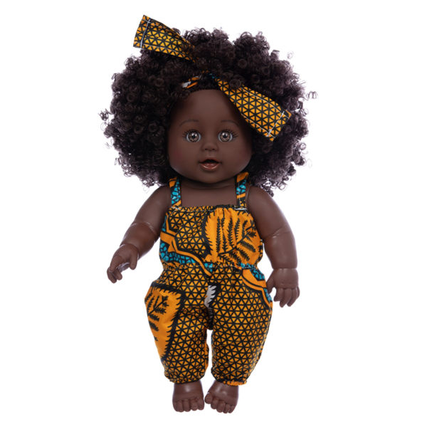 Svart Baby Cute Curly Black 35CM Vinyl Baby Toy