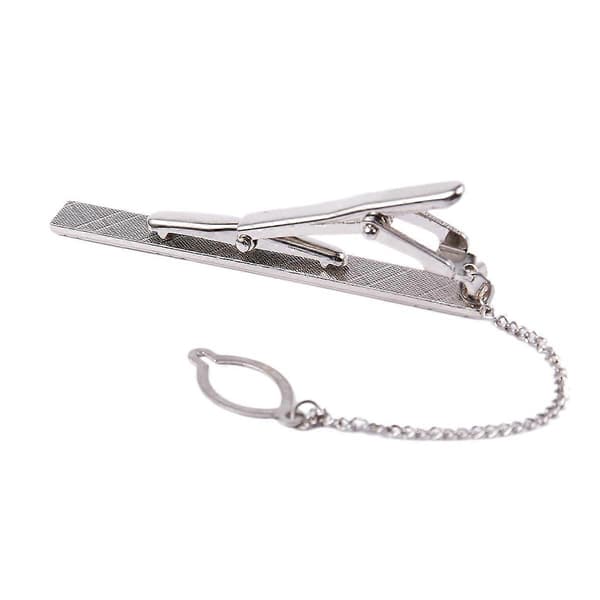 Ensfarget Sølv Chrome Rustfritt Stål 6CM Standard Slipsnål for Menn