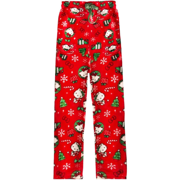 Søde Cartoon Pyjamabukser til Kvinder All Over Print Flannel Pyjamas Jul Halloween Varme Hjemmesøvn Graffiti Bukser Stil-5 XL