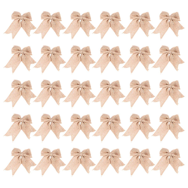 30 st Burlap Bågar Burlap Båge Knyt Handgjord Burlap För Jul Dekorera Trädfestival Semester Par