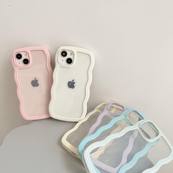 Transparent söt, lockig enkel vågig telefonfodral, Aesthet-FA-