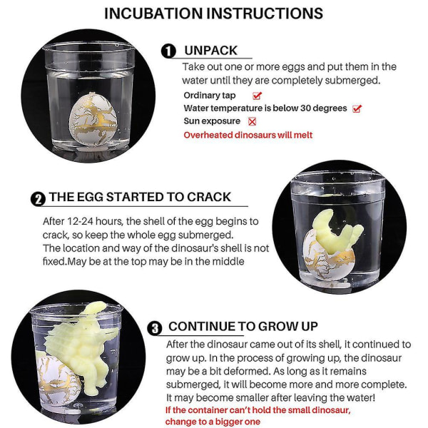 60 stk/sett Vanndyrkende eggeleker for barn klekking Saur cracking vokse egg barn pedagogisk leke
