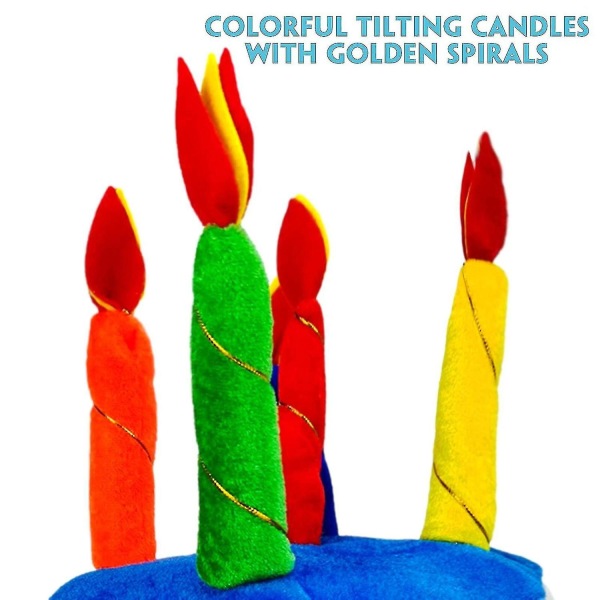 Bursdagshatt med bursdagsbriller, plysj gratulerer med dagen hatt med flerfargede lys Festhatter, fødsel