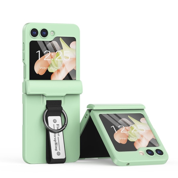 Z Flip 5 Ring Case, slim Hinge Protection Shockproof Case For Samsung Galaxy Z Flip 5 Med Hand Strap & Ring green