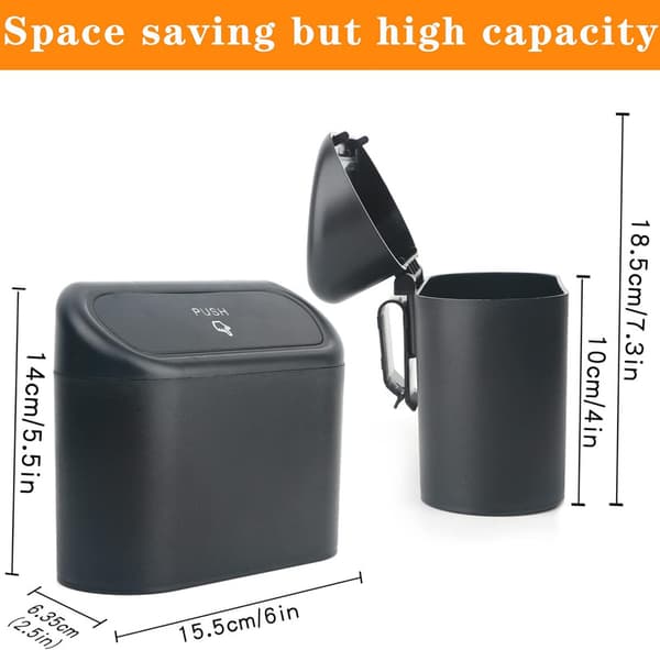 1 st (Black) Small Car Trash Can, Car Garbage Can with Lid
