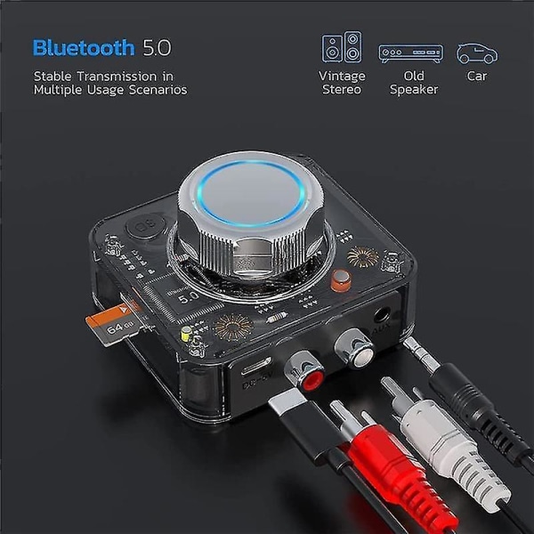 Bluetooth 5.0 Audio Receiver 3d Stereo Trådløs Adapter Tf Card Rca 3.5mm 3.5 Aux For Car Wired Speed
